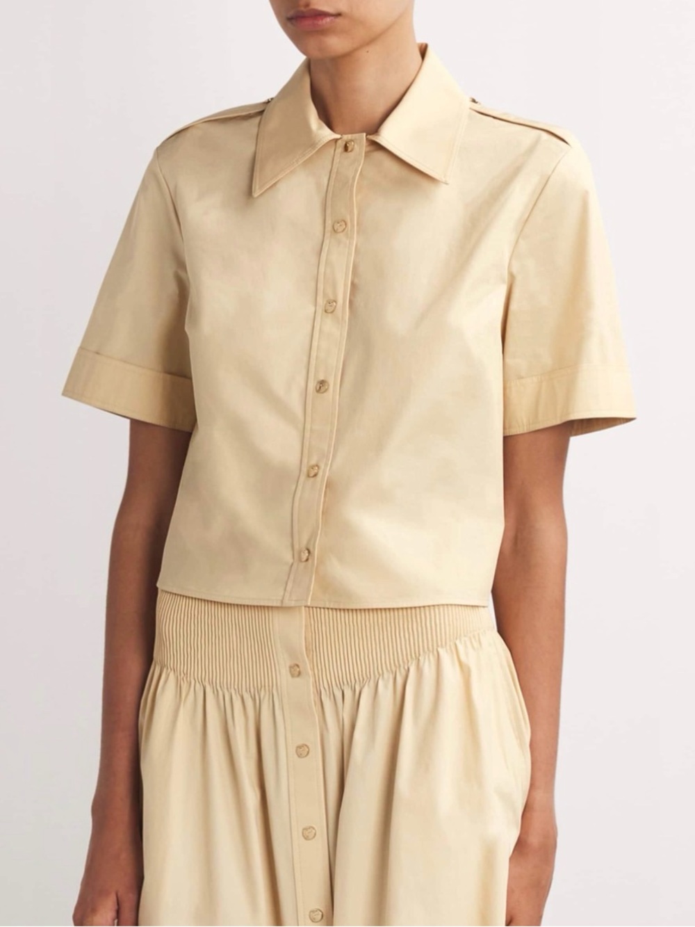 Tory Burch Cropped Poplin Camp Shirt
